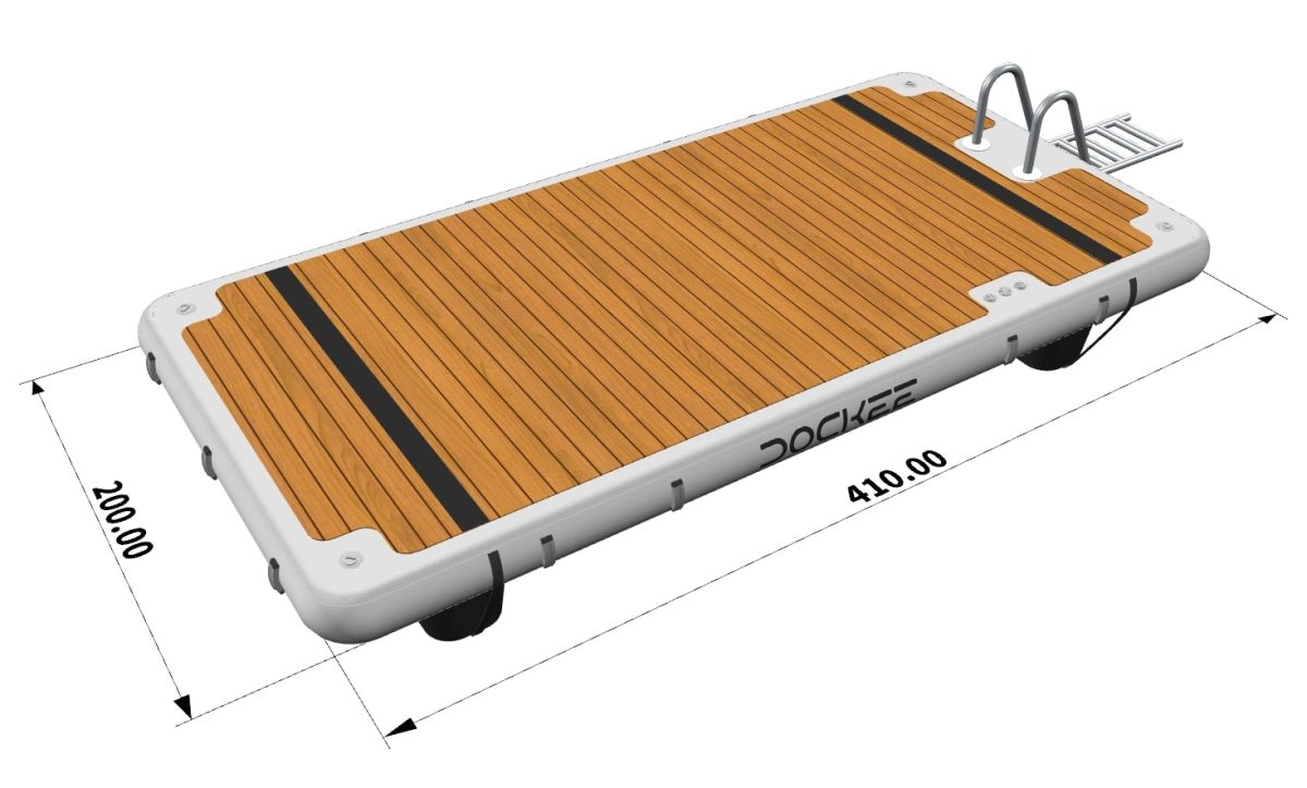 Premium Teak Platform 4.10 m, schwimmende Plattform von Dockee