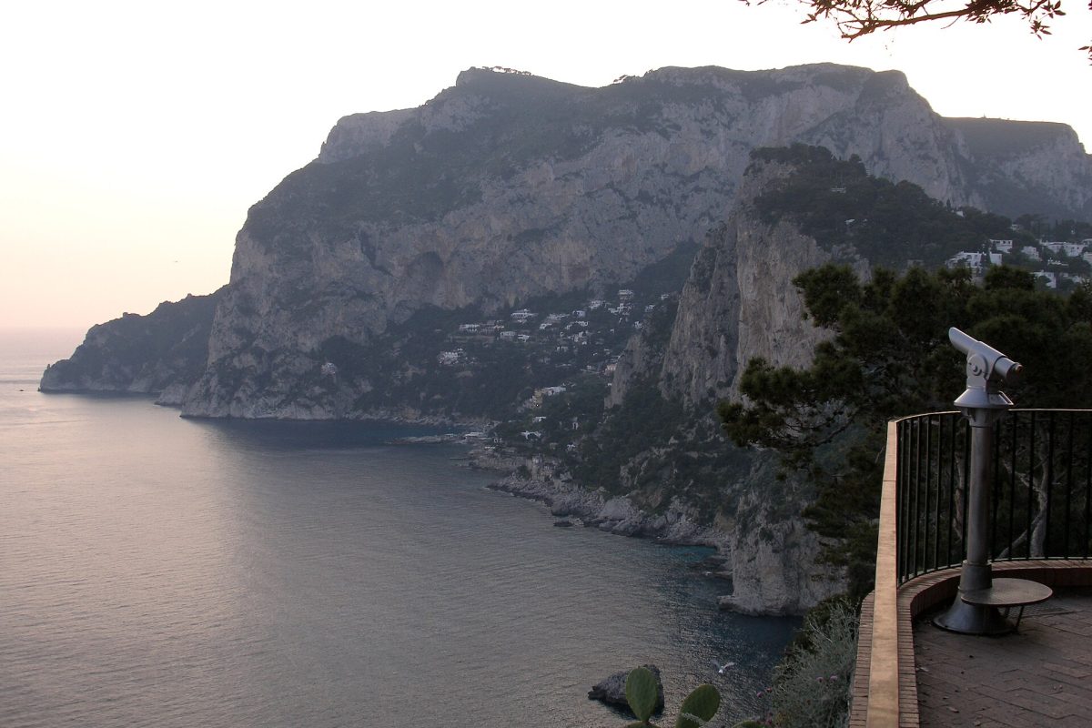 View of high cliffs and sea on Capri island