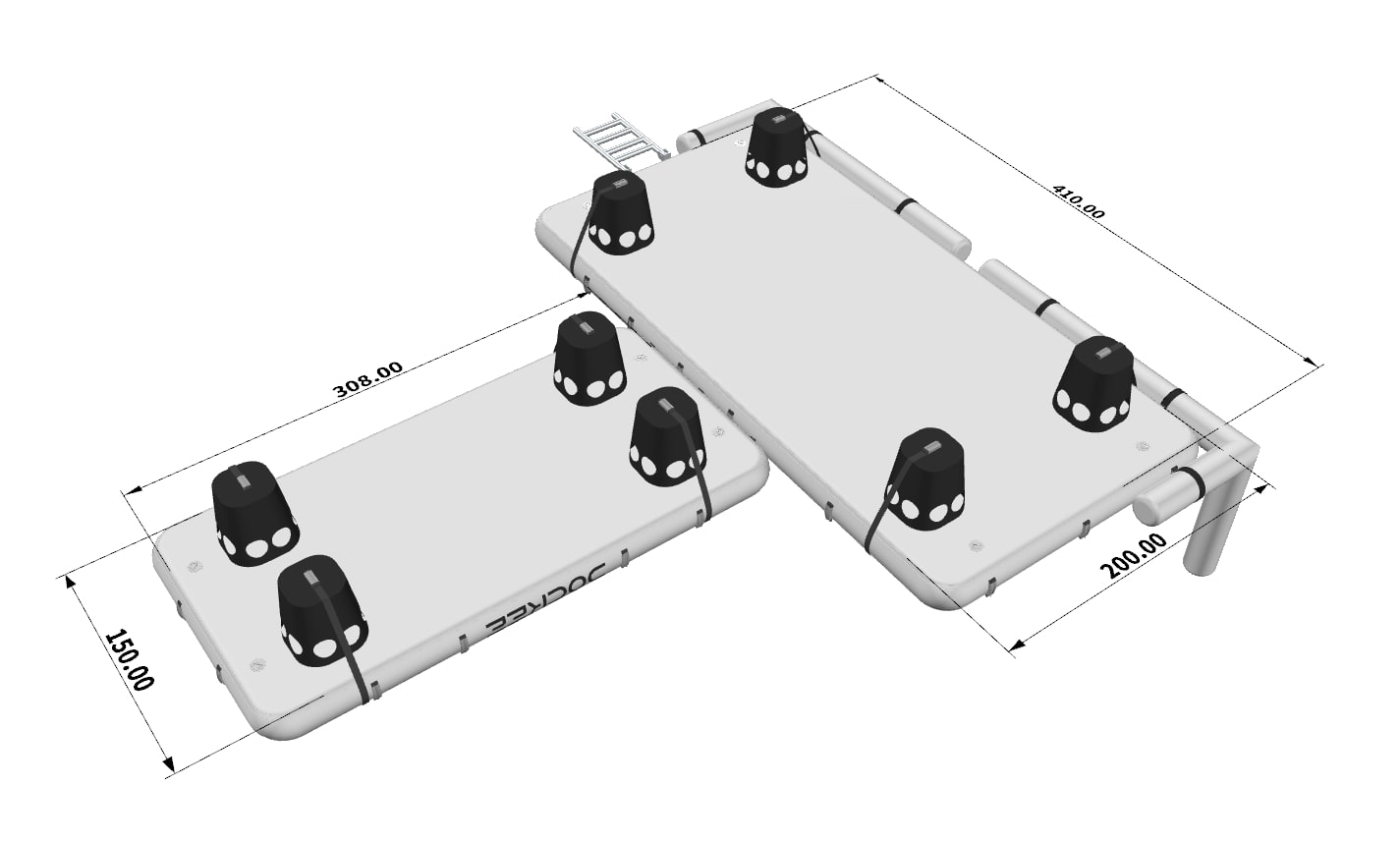 Double Toy Dock 3.10 + 4.10 m | Doppelplattform für Wassersport-Equipment